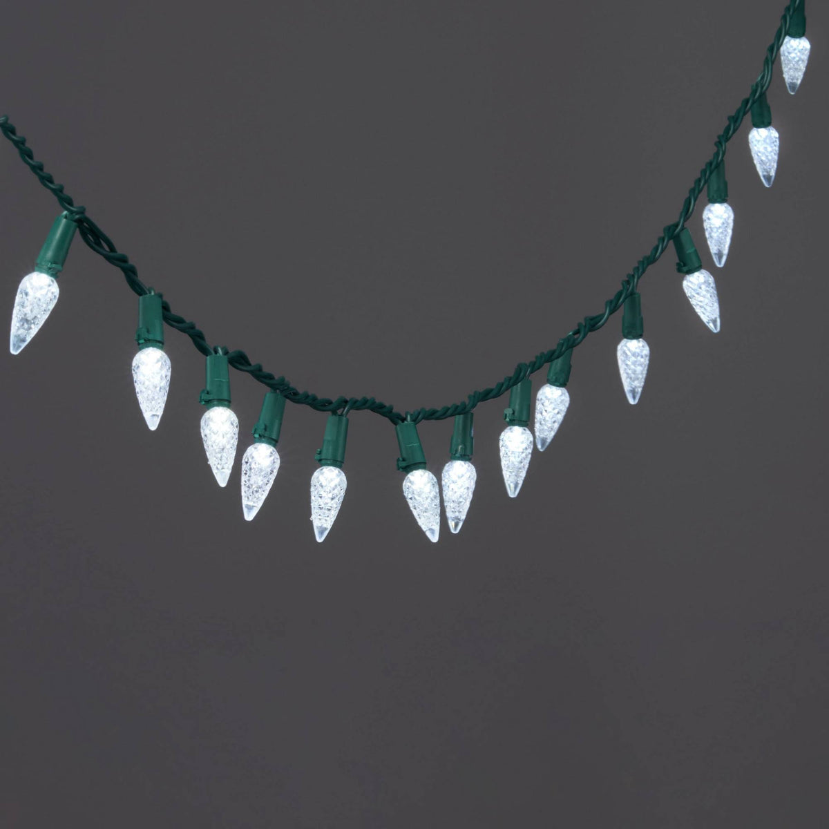 60ct LED C6 Faceted Christmas String Lights Cool White with Green Wire - Wondershop