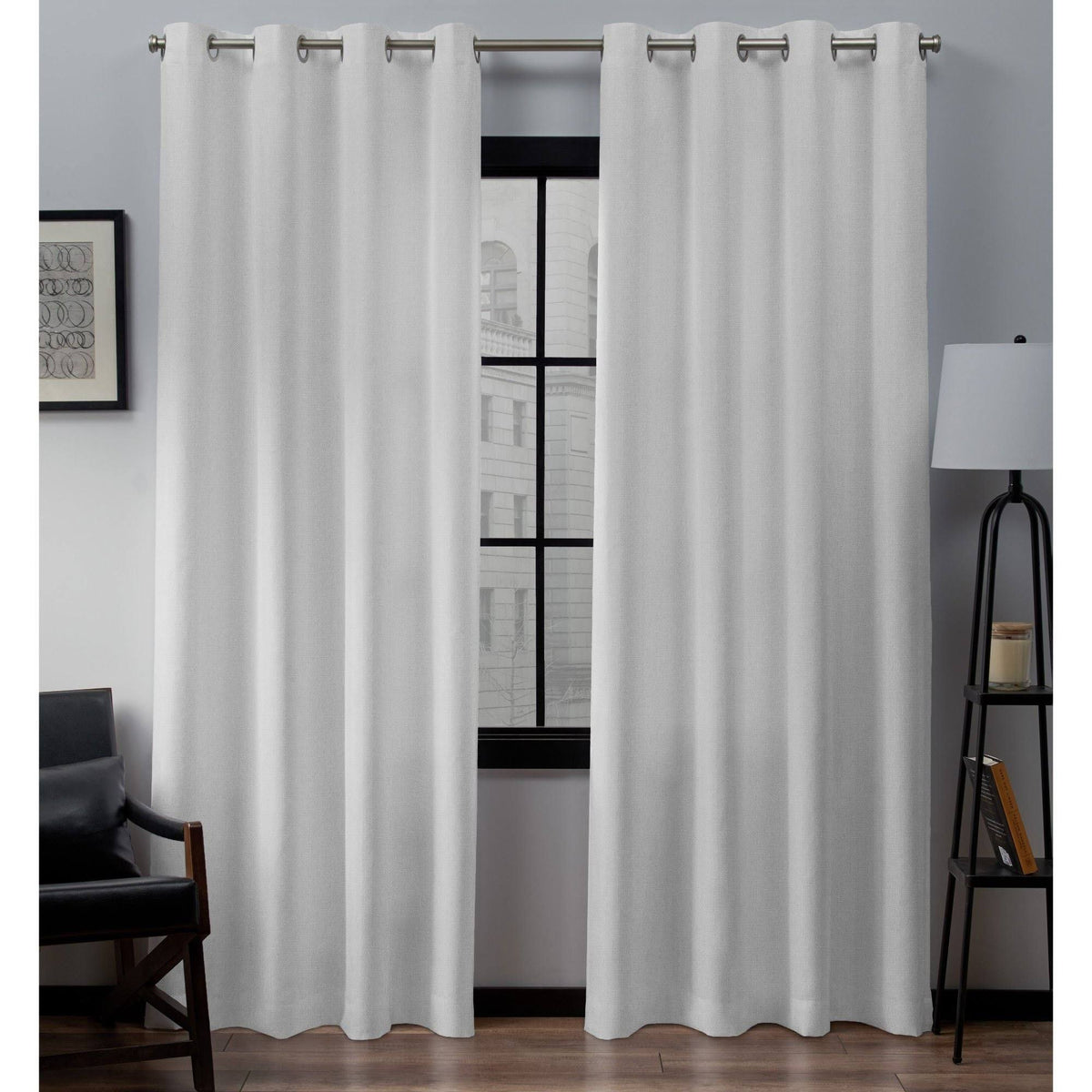 Loha Linen Window Curtain Panel Pair Winter 54x108 Exclusive Home