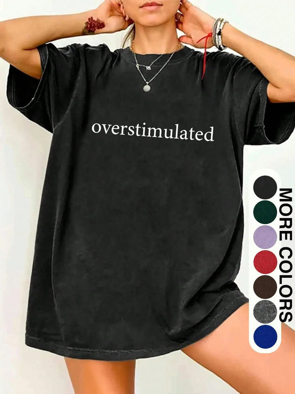 Unisex Graphic Tee, Casual Letter Print Drop Shoulder Half Sleeve Round Neck T-Shirt , Fashion Women's Top For Daily Wear