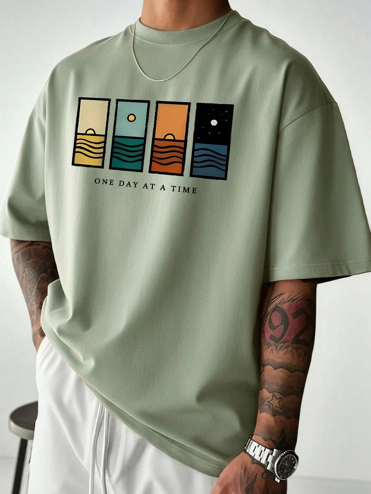 Men's Minimalist Printed Short Sleeve T-Shirt, Comfortable & Breathable, Suitable For Summer, Leading Fashion