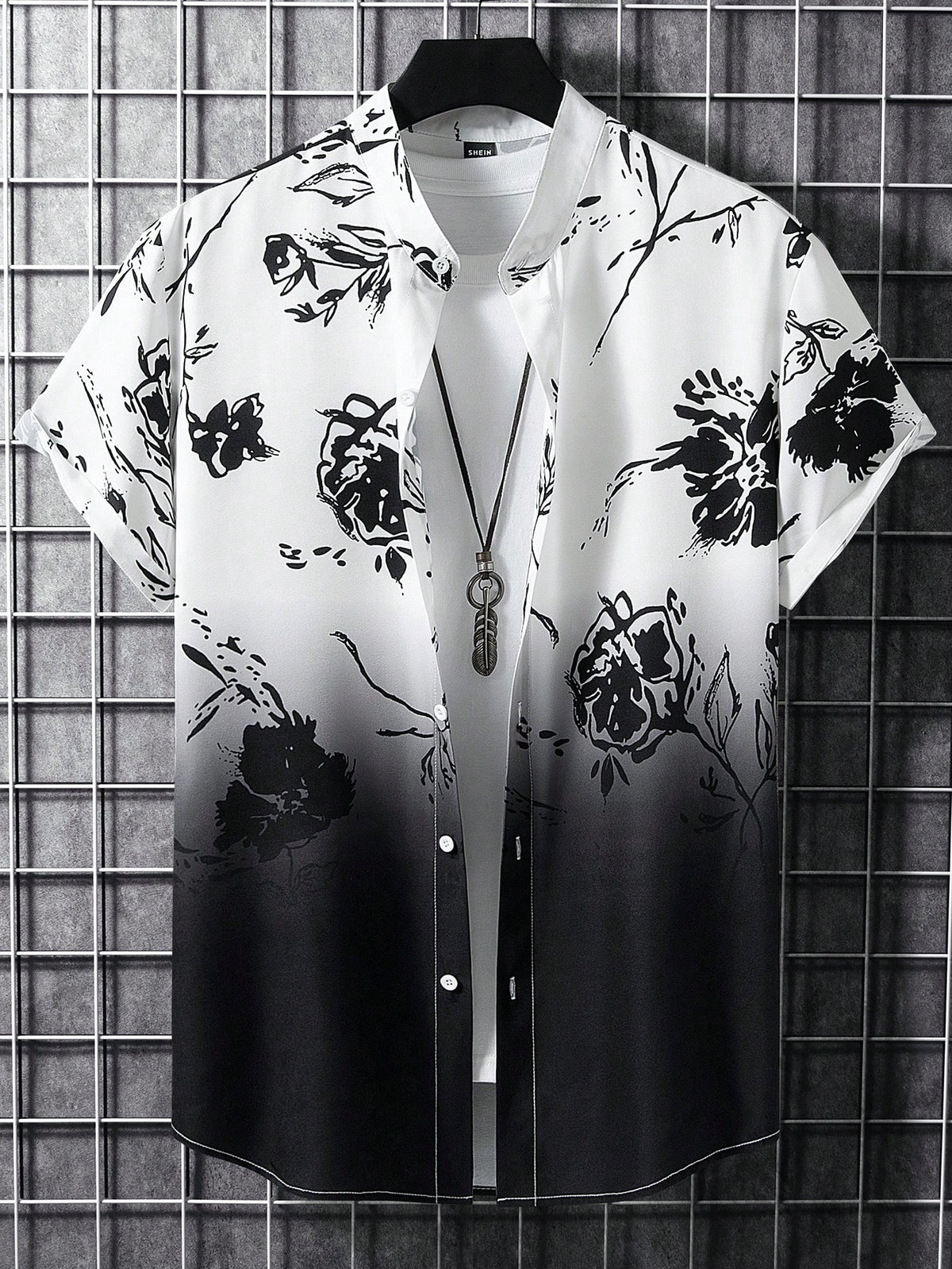 Manfinity Homme Men Floral Print Graphic Short Sleeve Shirt Without Tee, For Husband, Vacation