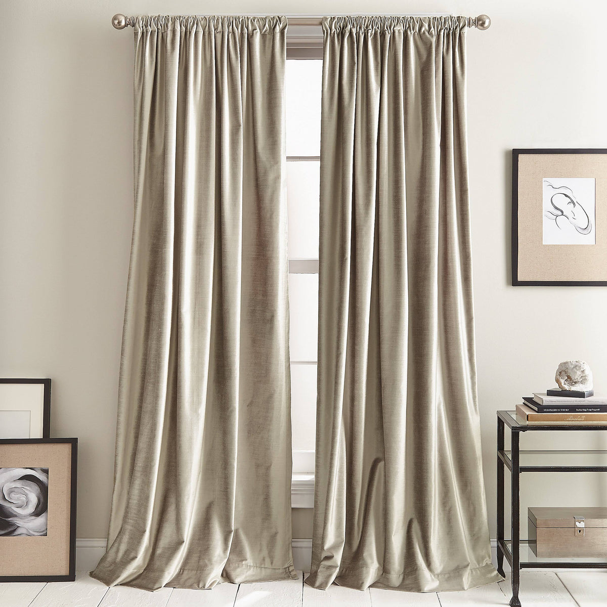 Dkny Modern Knotted Velvet 84" x 50" Window Panel Pair - Champagne