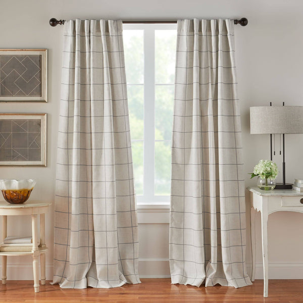 Elrene Brighton Windowpane Plaid Blackout Window Curtain Panel, Gray, 95 in