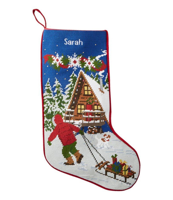 Christmas Needlepoint Stocking, Cotton Shape - L.L.Bean
