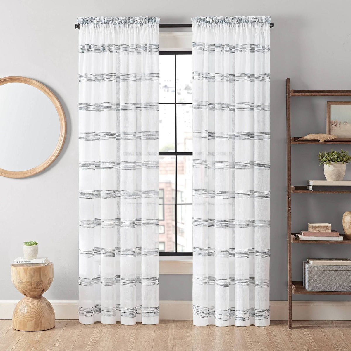 Vue Kyoto Semi - Sheer Window Curtain Panel 52" x 95" Indigo