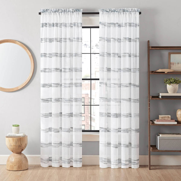 Vue Kyoto Semi - Sheer Window Curtain Panel 52" x 95" Indigo