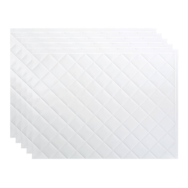 Fasade 18in x 24in Quilted Gloss White Backsplash Panel (5 Pack)
