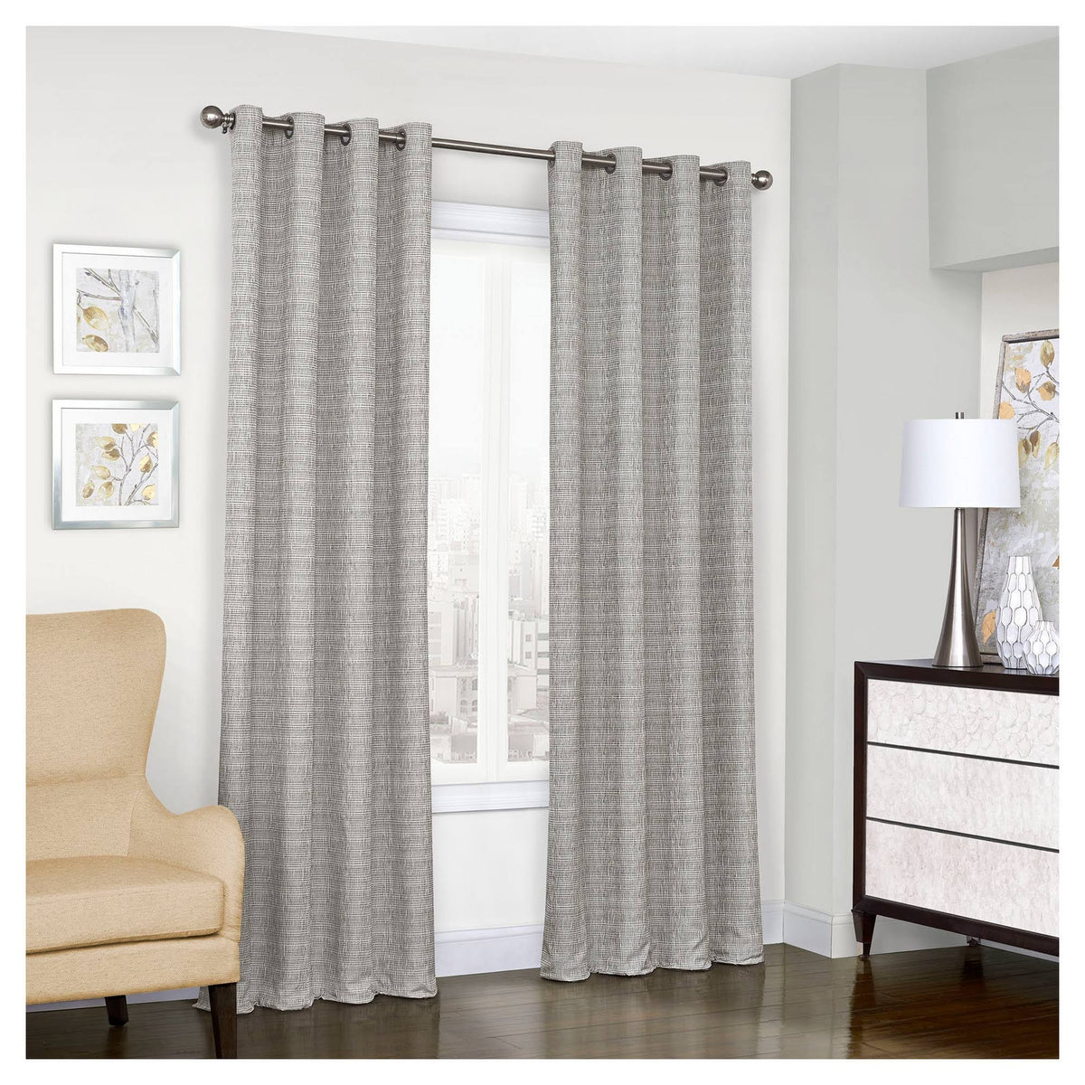 Eclipse Trevi Blackout Grommet Window Curtain Panel - 95 Inches - Grey