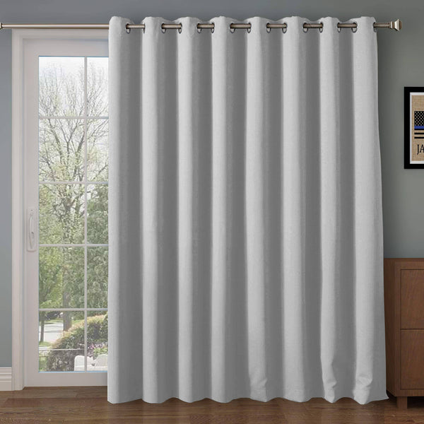 Wide Blackout Patio Door Curtain Panel&Sliding Door Insulated Curtains, Thermal&Extra Wide Curtains, for Curtain Rod Silver, Silver Grommet Top