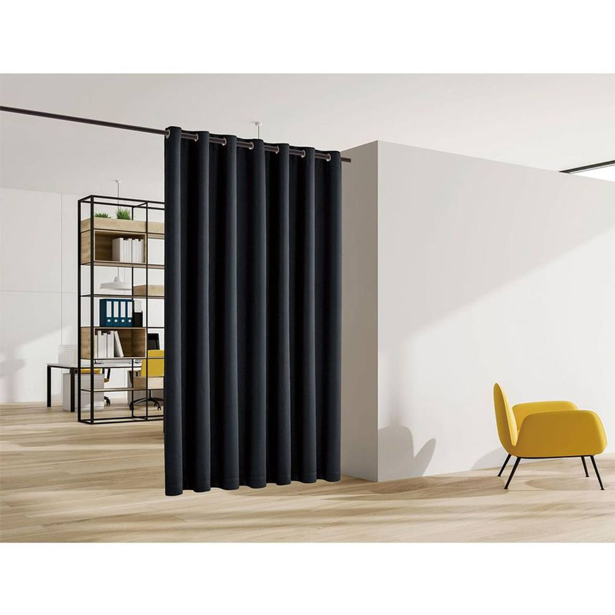 Legacy Decor Blackout Room Divider Curtain Panel Privacy Partition Heavyweight Premium Fabric Thermal Insulated, Grommet Top, Black