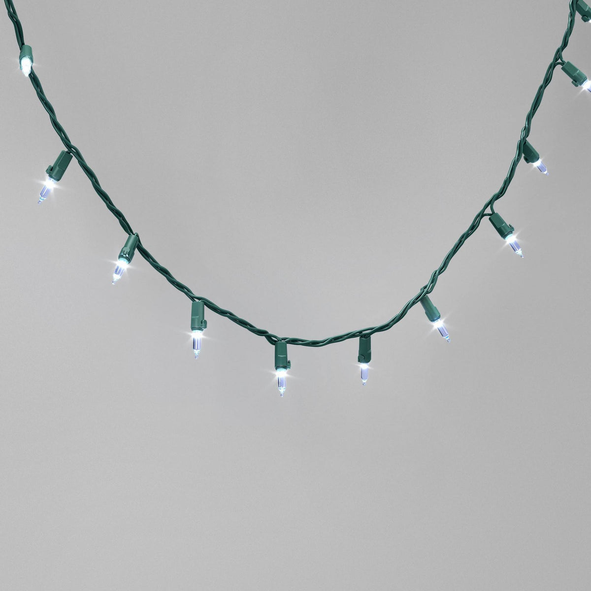 100ct LED Smooth Mini Christmas String Lights Cool White with Green Wire - Wondershop