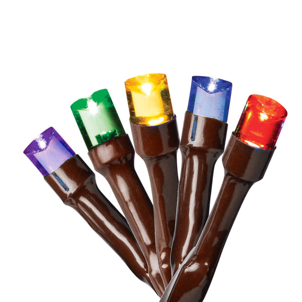 Holiday Time 50 - Count Operated 8 - Function Multicolor LED Micro Christmas Lights with Brown Wire - 14.5 ft