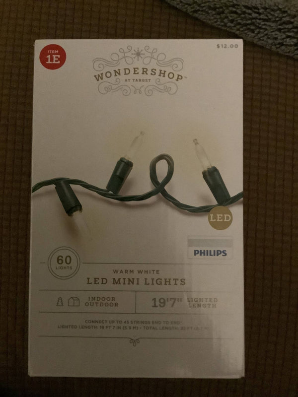 Wondershop 60ct LED Smooth Mini Christmas String Lights Warm White with Green Wire