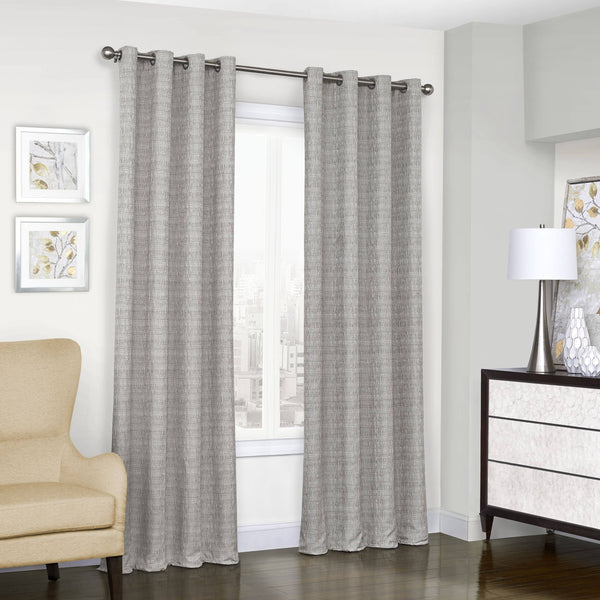 Eclipse Trevi Blackout Grommet Window Curtain Panel Grey 84 Inches, Gray